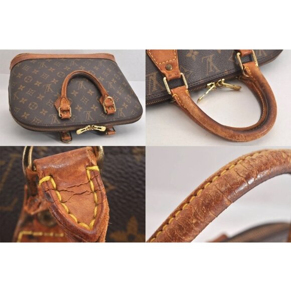 Authentic Louis Vuitton Monogram Alma Handbag Purse With Leather Trim - Picture 8 of 15